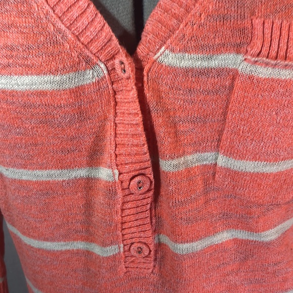 Mossimo Supply Company orange and cream striped 100% cotton sweater sz M - Picture 5 of 14
